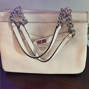 GUESS Ivory Shoulder Bag with Chain Straps